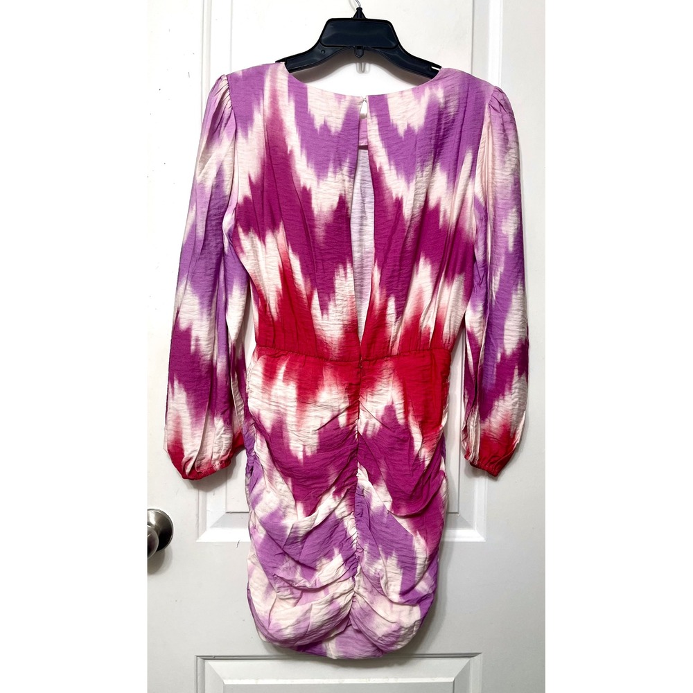 Maje Tie and Dye printed viscose Mini dress in Pink Size 36 / US Size S - Picture 6 of 16